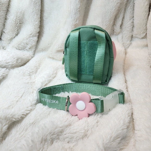 Vetreska Flower Pet Harness ,Collar, and Bag Pack Pink & Green - Picture 9 of 17